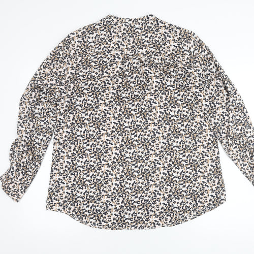 Jones New York Womens Multicoloured Animal Print Blouse Size L Long Sleeve
