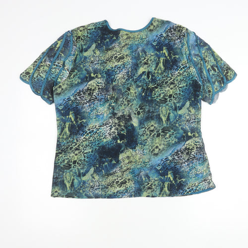 Bellina Womens Multicoloured Size 18 Tunic Blouse V-Neck Flutter Sleeve