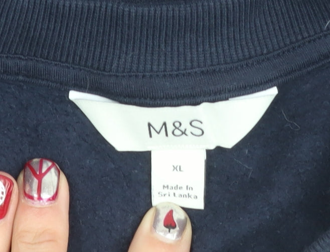 Marks and Spencer Womens Blue XL Pullover Sweatshirt Cotton Blend