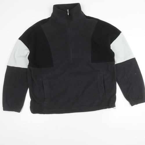 Marks and Spencer Womens Black Grey Fleece Sweatshirt Size 12 1/2 Zip