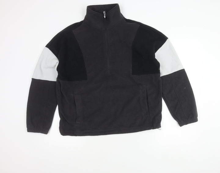 Marks and Spencer Womens Black Grey Fleece Sweatshirt Size 12 1/2 Zip