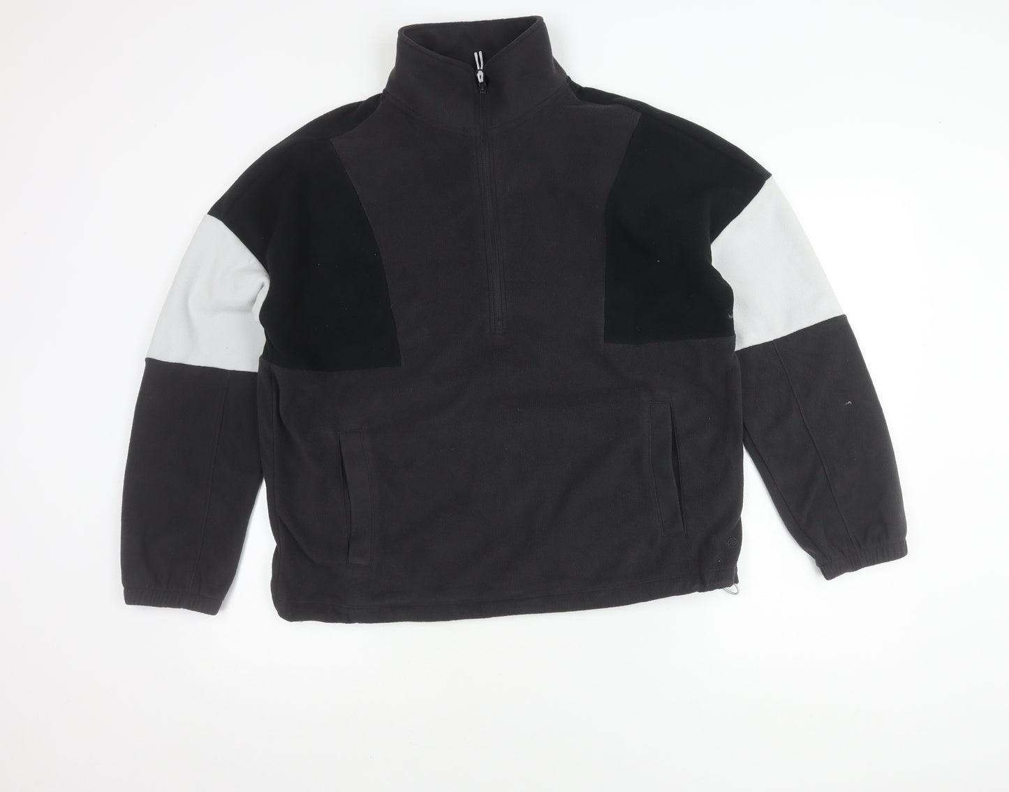Marks and Spencer Womens Black Grey Fleece Sweatshirt Size 12 1/2 Zip