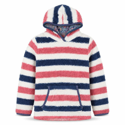 FatFace Girls Multicoloured Striped Fleece Hoodie 10-11 Years Pullover