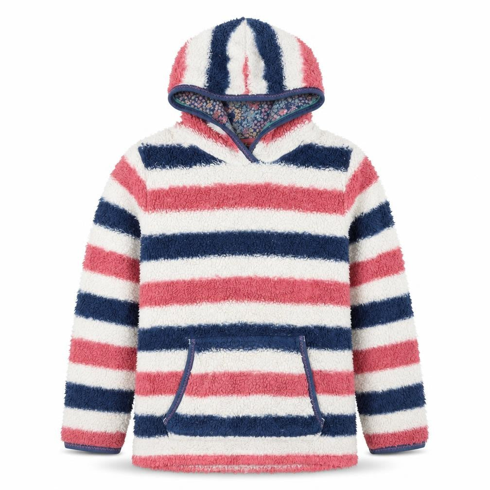 FatFace Girls Multicoloured Striped Fleece Hoodie 10-11 Years Pullover