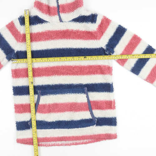 FatFace Girls Multicoloured Striped Fleece Hoodie 10-11 Years Pullover