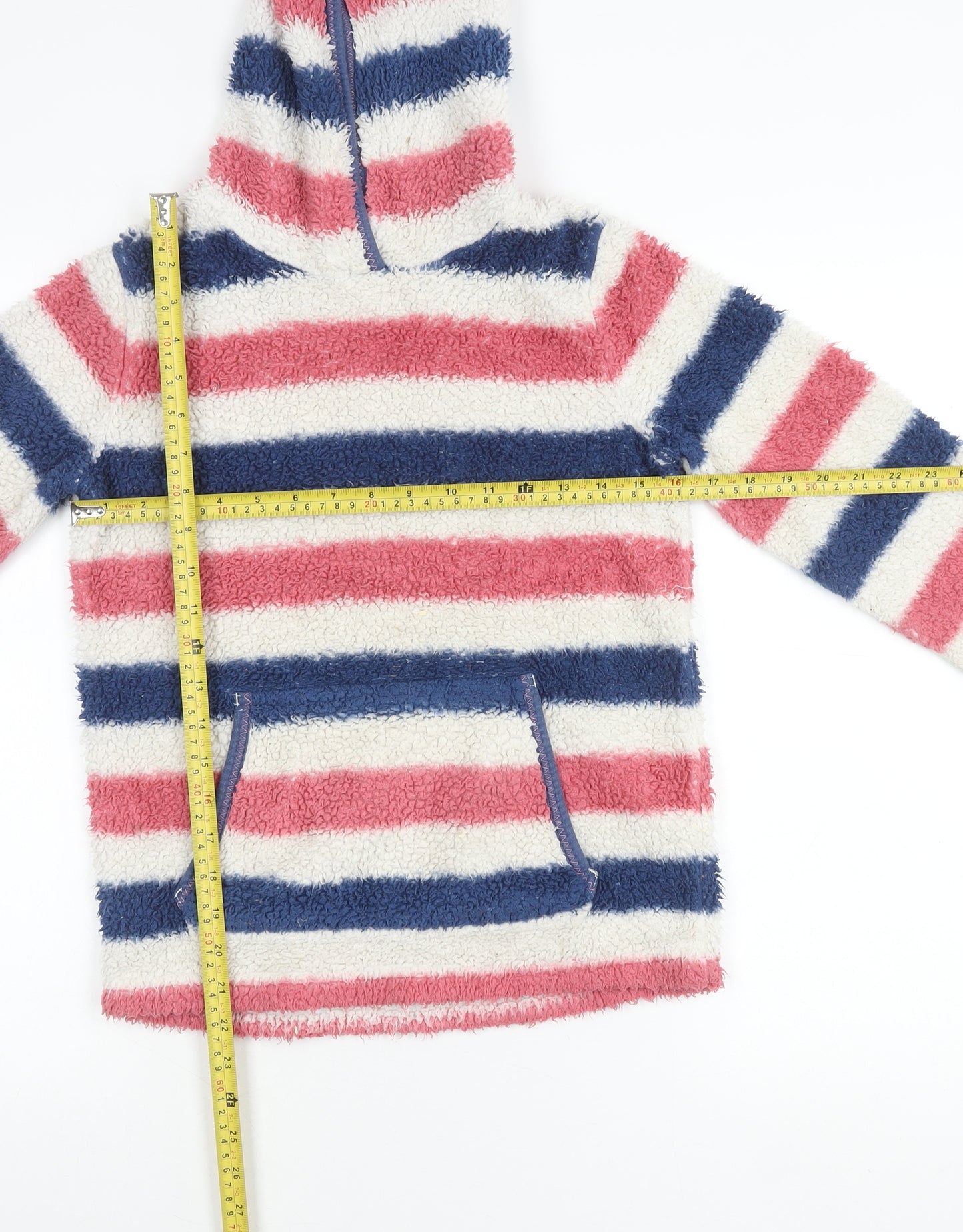 FatFace Girls Multicoloured Striped Fleece Hoodie 10-11 Years Pullover