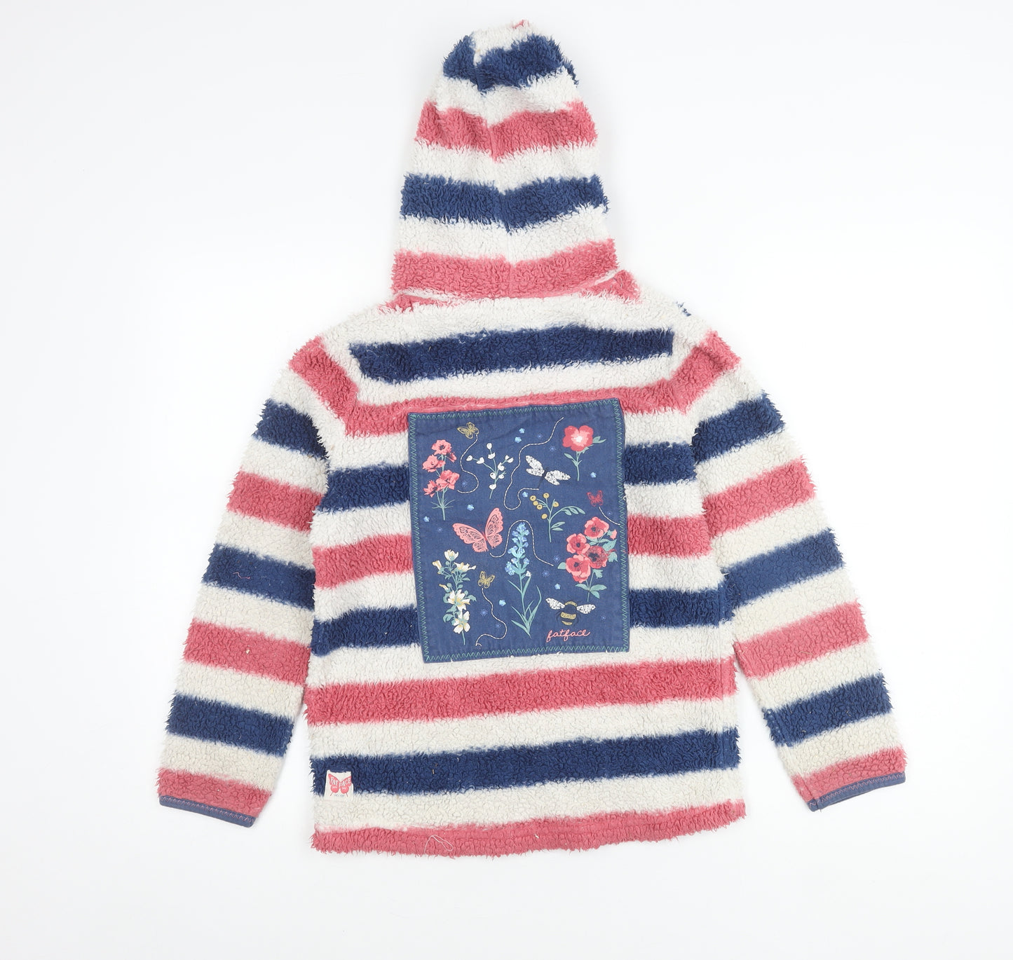 FatFace Girls Multicoloured Striped Fleece Hoodie 10-11 Years Pullover