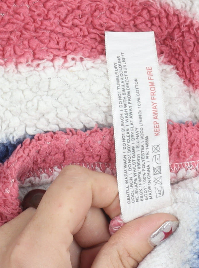 FatFace Girls Multicoloured Striped Fleece Hoodie 10-11 Years Pullover