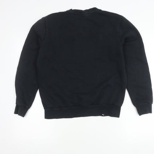 Puma Womens Black Small Pullover Sweatshirt Crew Neck Logo Fleece
