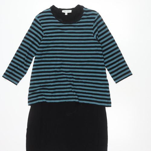Carolyn Donnelly The Edit Womens Black Blue Striped Shift Dress UK 10