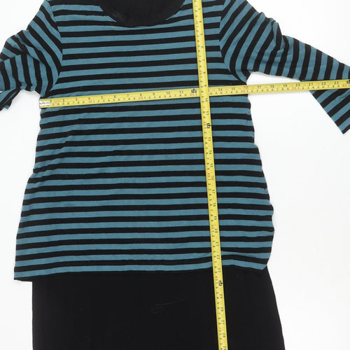 Carolyn Donnelly The Edit Womens Black Blue Striped Shift Dress UK 10