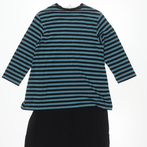 Carolyn Donnelly The Edit Womens Black Blue Striped Shift Dress UK 10
