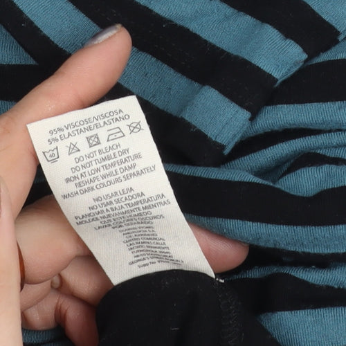 Carolyn Donnelly The Edit Womens Black Blue Striped Shift Dress UK 10
