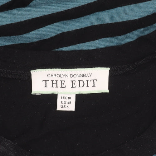 Carolyn Donnelly The Edit Womens Black Blue Striped Shift Dress UK 10