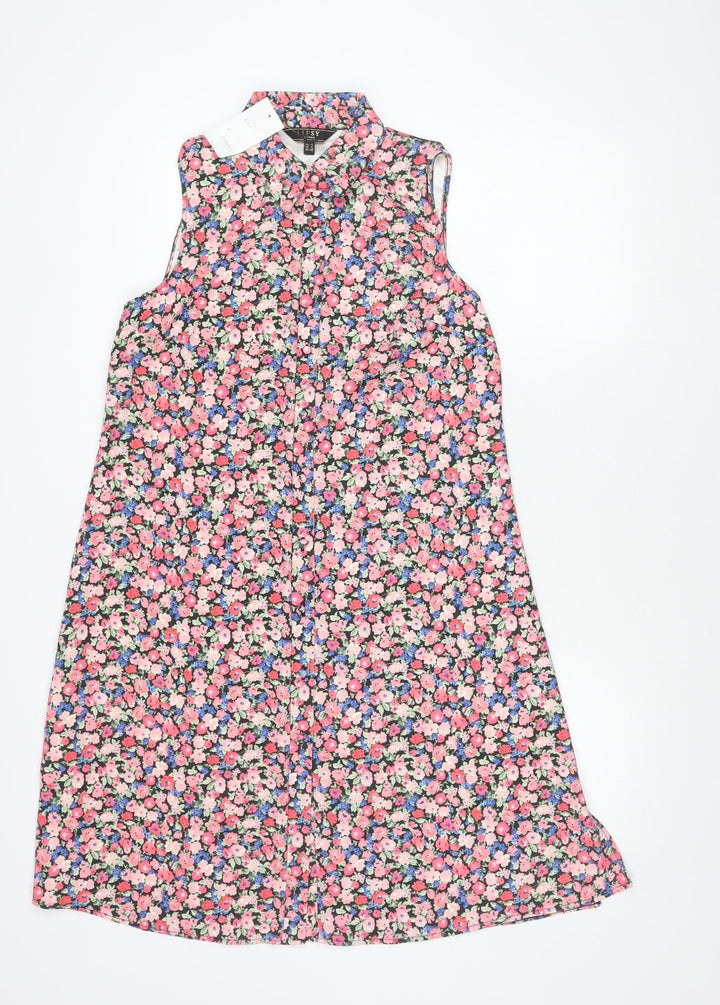 Lipsy Women’s Multicoloured Floral Shift Dress UK 12 Sleeveless