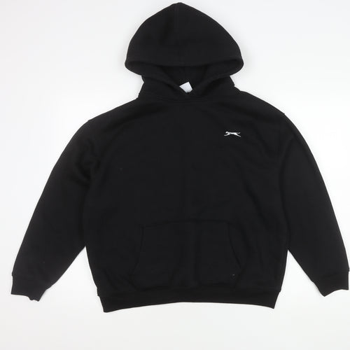 Slazenger Women Black Hoodie Size 10 Pullover Logo Sportswear