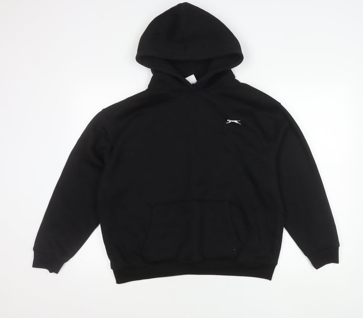 Slazenger Women Black Hoodie Size 10 Pullover Logo Sportswear