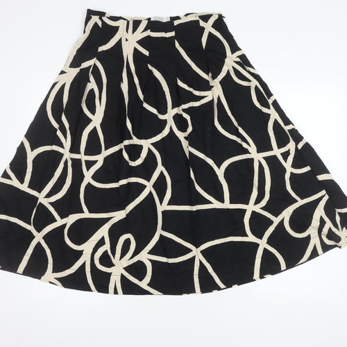 Masai Women’s Black Beige Geometric Midi A-Line Cotton Skirt S