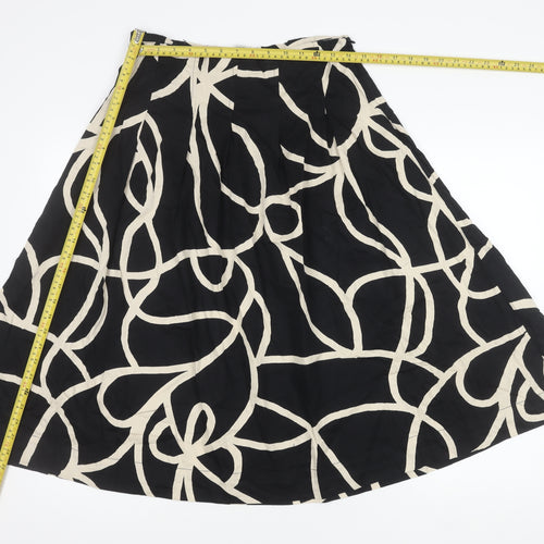 Masai Women’s Black Beige Geometric Midi A-Line Cotton Skirt S
