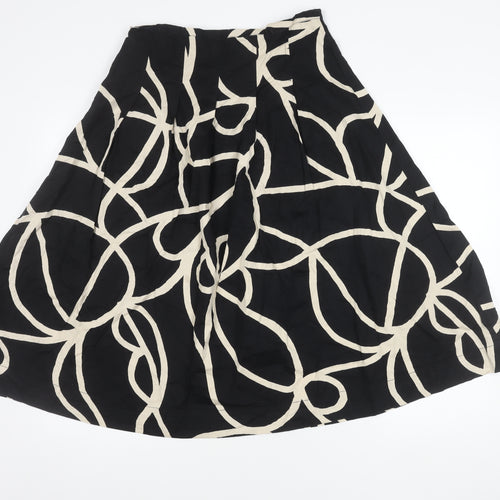 Masai Women’s Black Beige Geometric Midi A-Line Cotton Skirt S