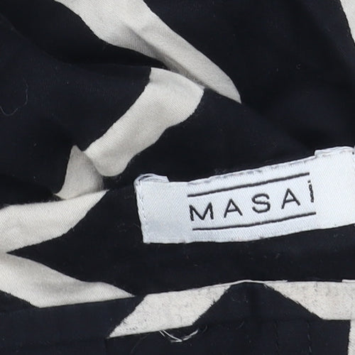 Masai Women’s Black Beige Geometric Midi A-Line Cotton Skirt S