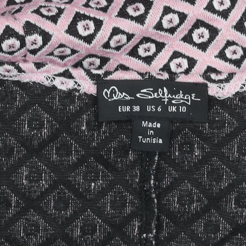 Miss Selfridge Women’s Pink Geometric Shift Dress Size 10 Sleeveless V-Neck