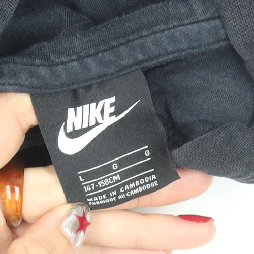 Nike Boys Black Pullover Hoodie Size 13 Years Sports Logo Sweatshirt