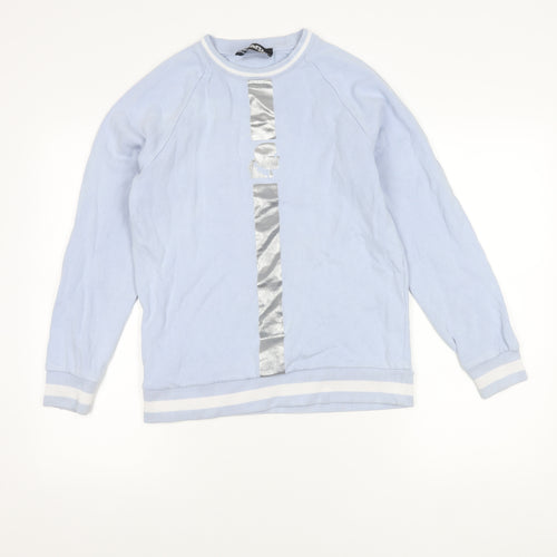 Karl Lagerfeld Womens Blue Small Sweatshirt Crew Neck Logo Cotton