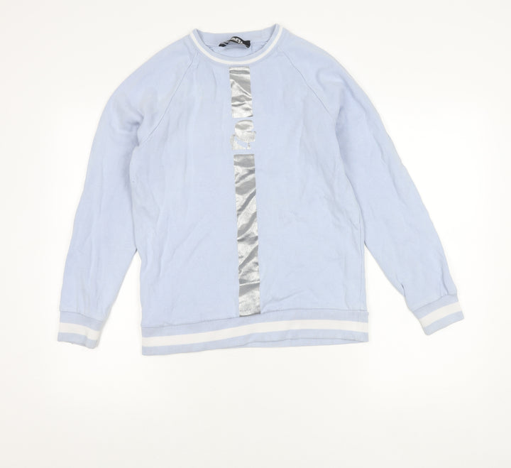 Karl Lagerfeld Womens Blue Small Sweatshirt Crew Neck Logo Cotton