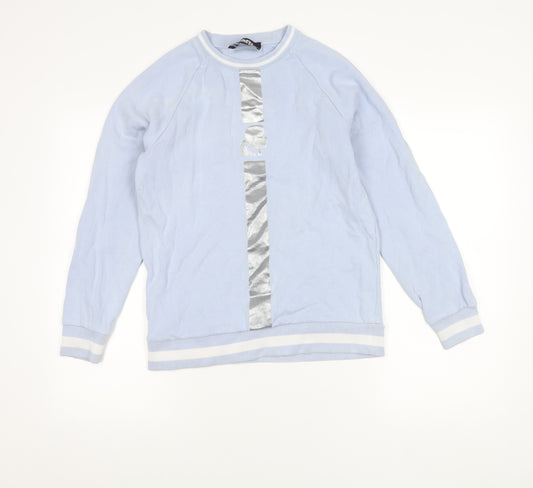 Karl Lagerfeld Womens Blue Small Sweatshirt Crew Neck Logo Cotton