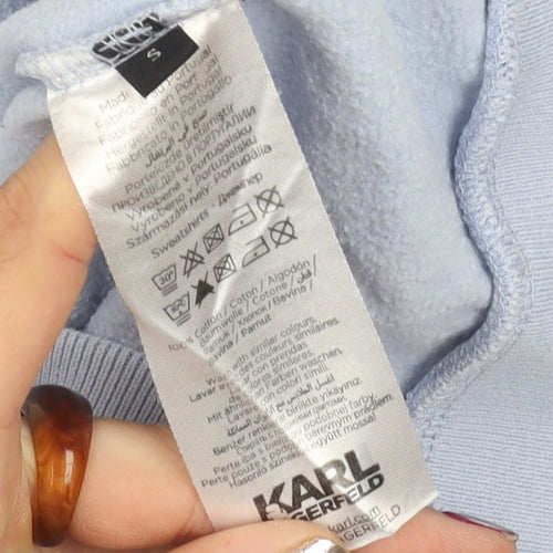 Karl Lagerfeld Womens Blue Small Sweatshirt Crew Neck Logo Cotton