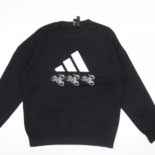 Adidas Men’s Black Sweatshirt M Pullover Crew Neck Logo Sportswear