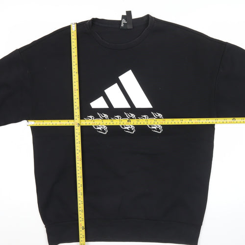 Adidas Men’s Black Sweatshirt M Pullover Crew Neck Logo Sportswear