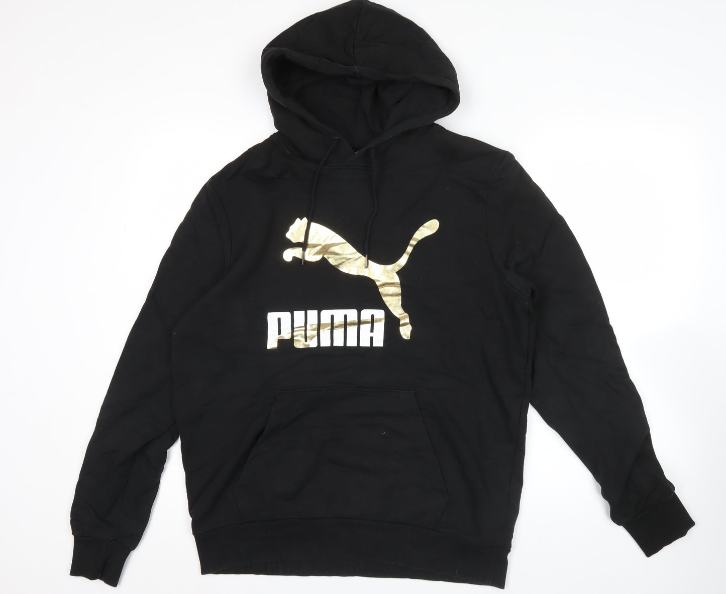 Puma Mens Black Pullover Hoodie L Logo Graphic Sportswear