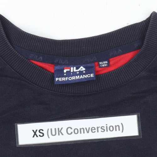 FILA Teens Red Blue White XS Logo Pullover Sweatshirt