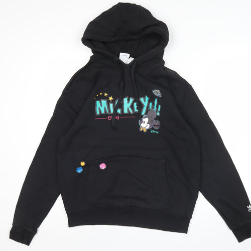 Adidas Disney Mens Black Hoodie M Mickey Mouse Graphic Pullover