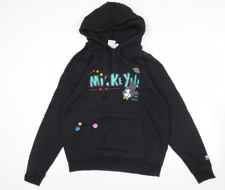 Adidas Disney Mens Black Hoodie M Mickey Mouse Graphic Pullover