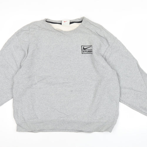 Nike Stussy Men’s Grey Sweatshirt Pullover Medium Crew Neck Sportswear