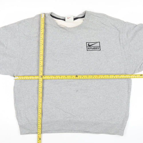 Nike Stussy Men’s Grey Sweatshirt Pullover Medium Crew Neck Sportswear