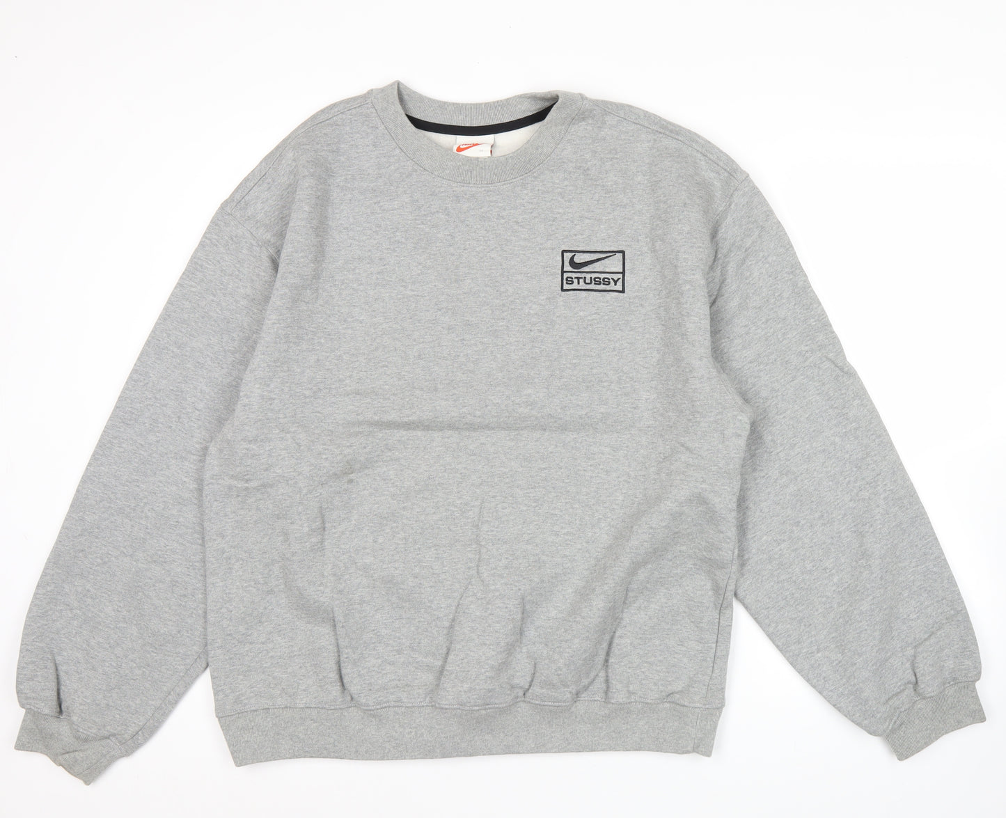 Nike Stussy Mens Grey Crew Neck Sweatshirt M Regular Fit