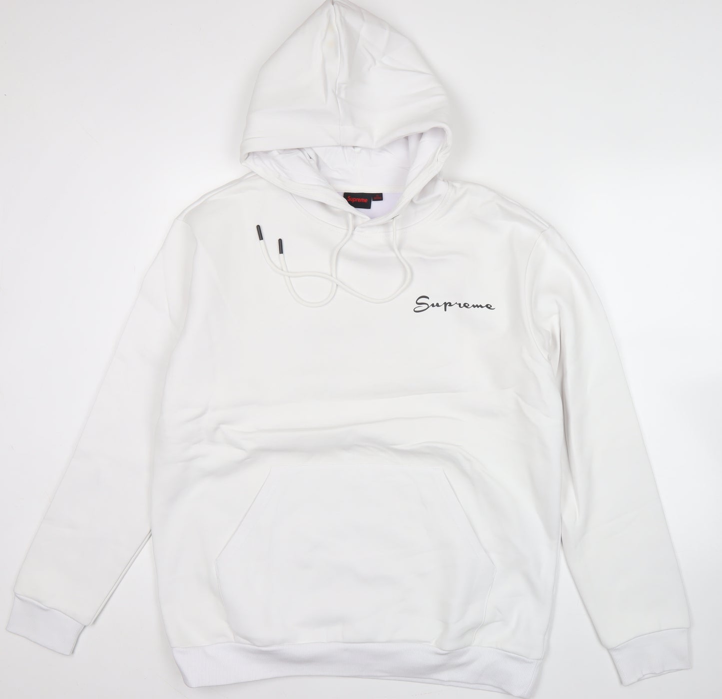 Supreme Men White Pullover Hoodie L Logo Print Streetwear