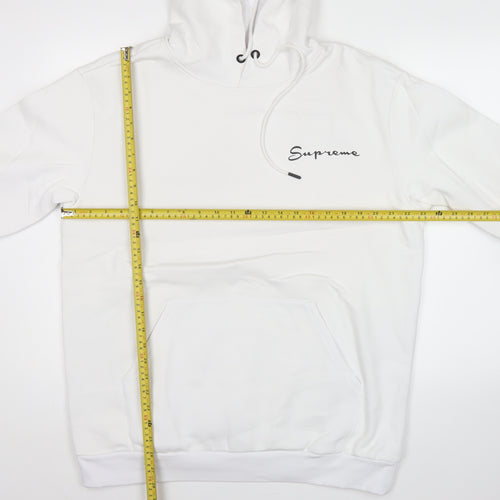 Supreme Men White Pullover Hoodie L Logo Print Streetwear
