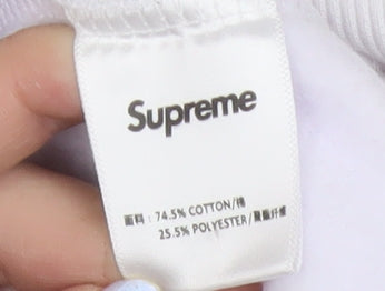 Supreme Men White Pullover Hoodie L Logo Print Streetwear