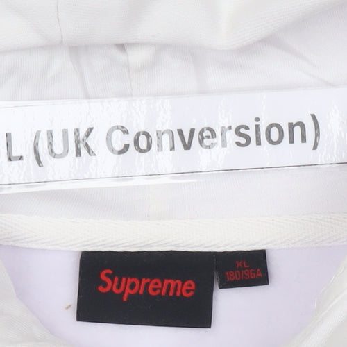 Supreme Men White Pullover Hoodie L Logo Print Streetwear