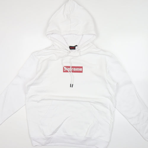 Supreme Mens White Pullover Hoodie Logo Graphic Size L