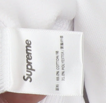 Supreme Mens White Pullover Hoodie Logo Graphic Size L