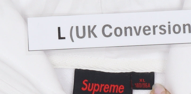 Supreme Mens White Pullover Hoodie Logo Graphic Size L