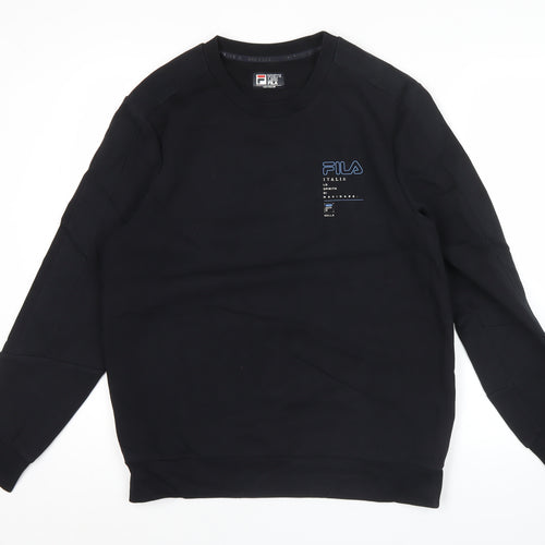 FILA Mens Black Sweatshirt L Regular Fit Crew Neck Pullover