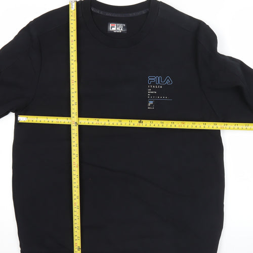 FILA Mens Black Sweatshirt L Regular Fit Crew Neck Pullover