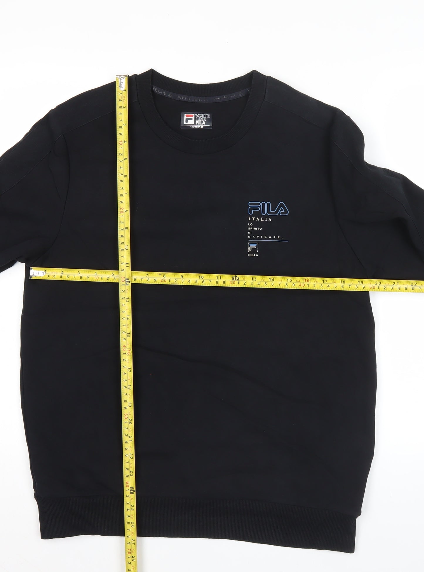 FILA Mens Black Sweatshirt L Regular Fit Crew Neck Pullover